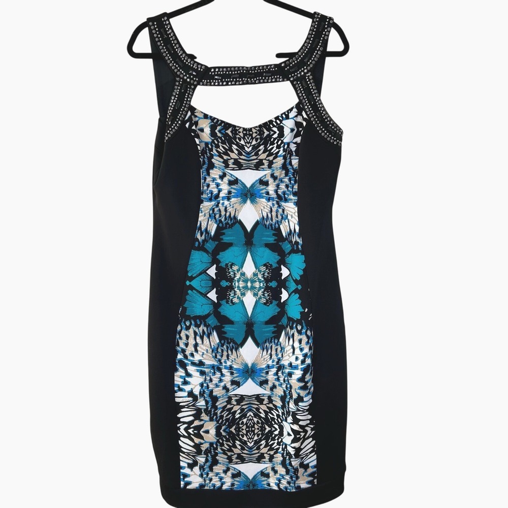 CB Dress-size 16- scuba, stretch, sleeveless,‎ butterfly print,lined,slimming